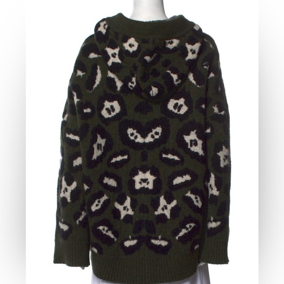 ZADIG & VOLTAIRE Green Animal Print Zip up Sweater with Hood M/L - Picture 3 of 6